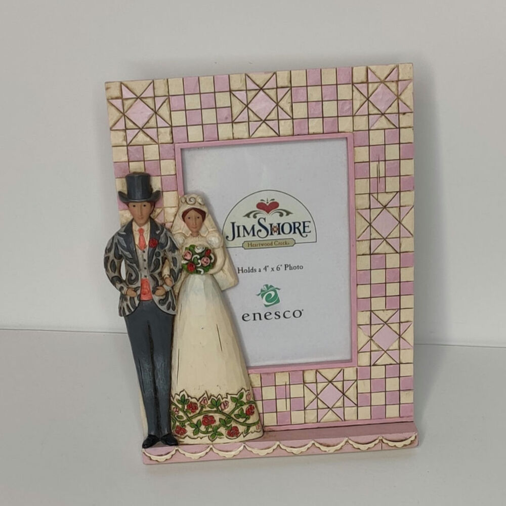Jim Shore Pink and Cream Wedding Couple Picture Frame - Picture 12 of 16